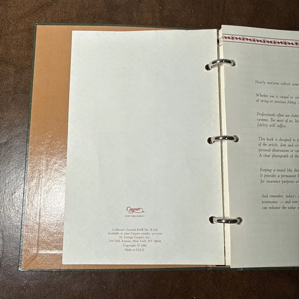 Vintage Caspari Collectors Journal Log Book 3 Ring Binder 1985 NEW No Writing